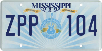 MS license plate ZPP104