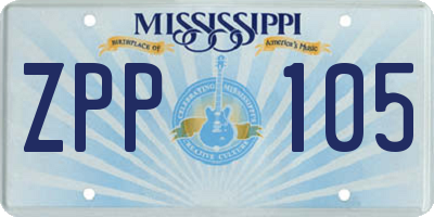 MS license plate ZPP105