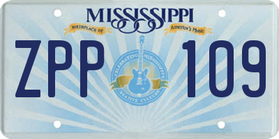 MS license plate ZPP109