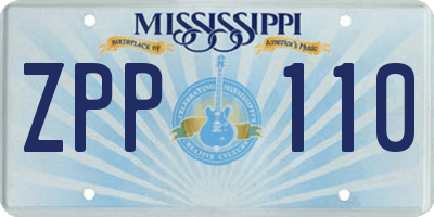 MS license plate ZPP110