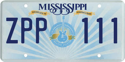 MS license plate ZPP111