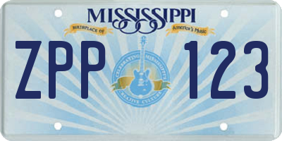 MS license plate ZPP123