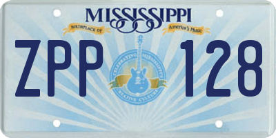 MS license plate ZPP128