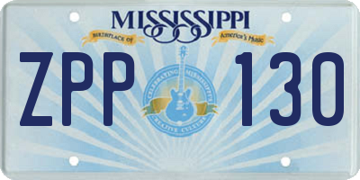 MS license plate ZPP130