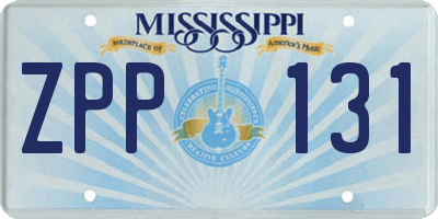 MS license plate ZPP131