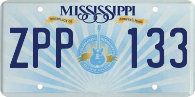 MS license plate ZPP133