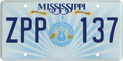 MS license plate ZPP137