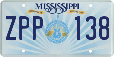 MS license plate ZPP138