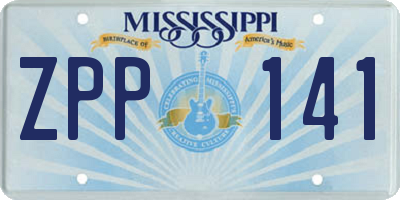 MS license plate ZPP141