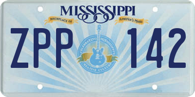 MS license plate ZPP142