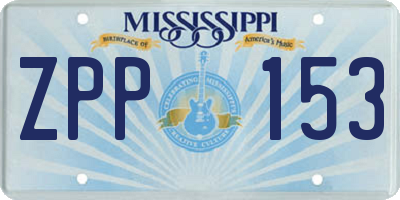 MS license plate ZPP153
