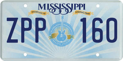 MS license plate ZPP160