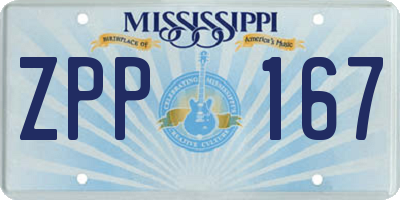 MS license plate ZPP167