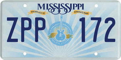 MS license plate ZPP172