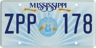MS license plate ZPP178