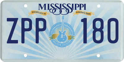 MS license plate ZPP180