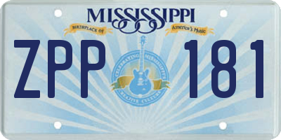 MS license plate ZPP181