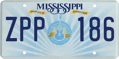 MS license plate ZPP186