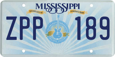 MS license plate ZPP189