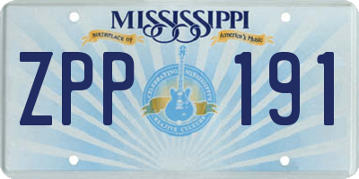 MS license plate ZPP191