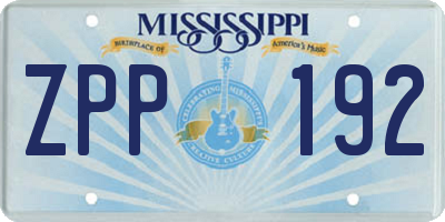 MS license plate ZPP192