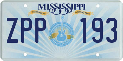 MS license plate ZPP193