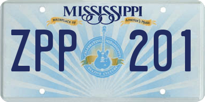 MS license plate ZPP201