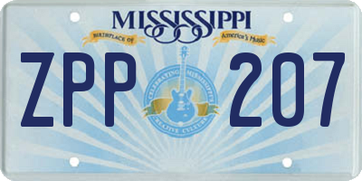 MS license plate ZPP207