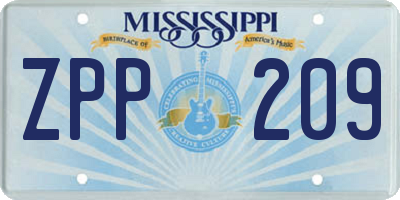 MS license plate ZPP209