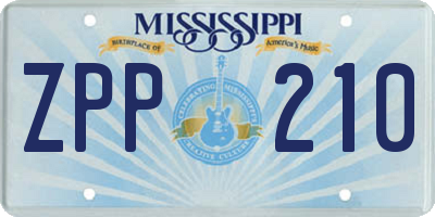 MS license plate ZPP210