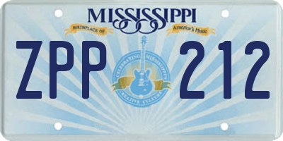 MS license plate ZPP212