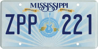 MS license plate ZPP221