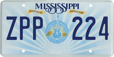 MS license plate ZPP224