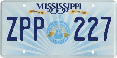 MS license plate ZPP227