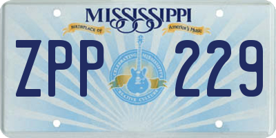 MS license plate ZPP229