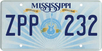MS license plate ZPP232