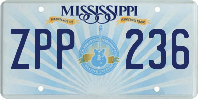 MS license plate ZPP236