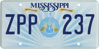 MS license plate ZPP237