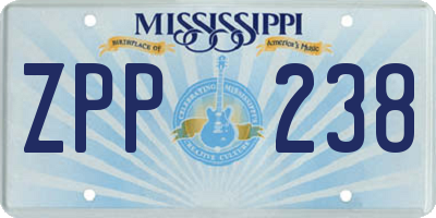 MS license plate ZPP238