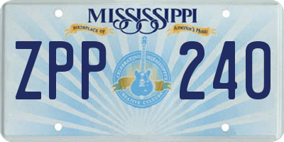 MS license plate ZPP240