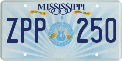 MS license plate ZPP250