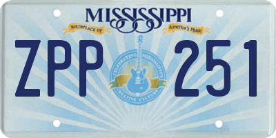 MS license plate ZPP251