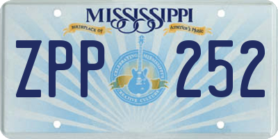 MS license plate ZPP252