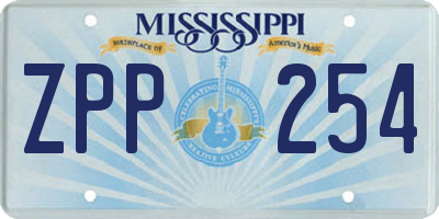 MS license plate ZPP254