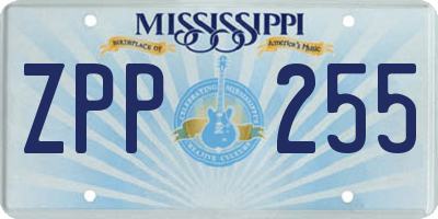 MS license plate ZPP255