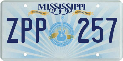 MS license plate ZPP257