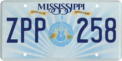 MS license plate ZPP258