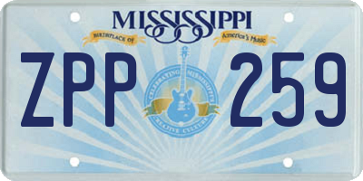 MS license plate ZPP259
