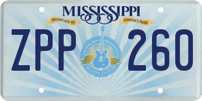 MS license plate ZPP260