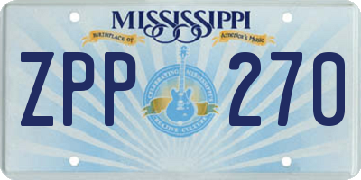 MS license plate ZPP270